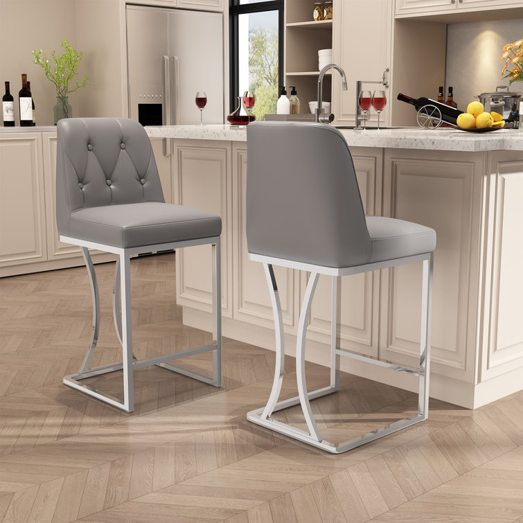 Grey bar stools discount with chrome legs